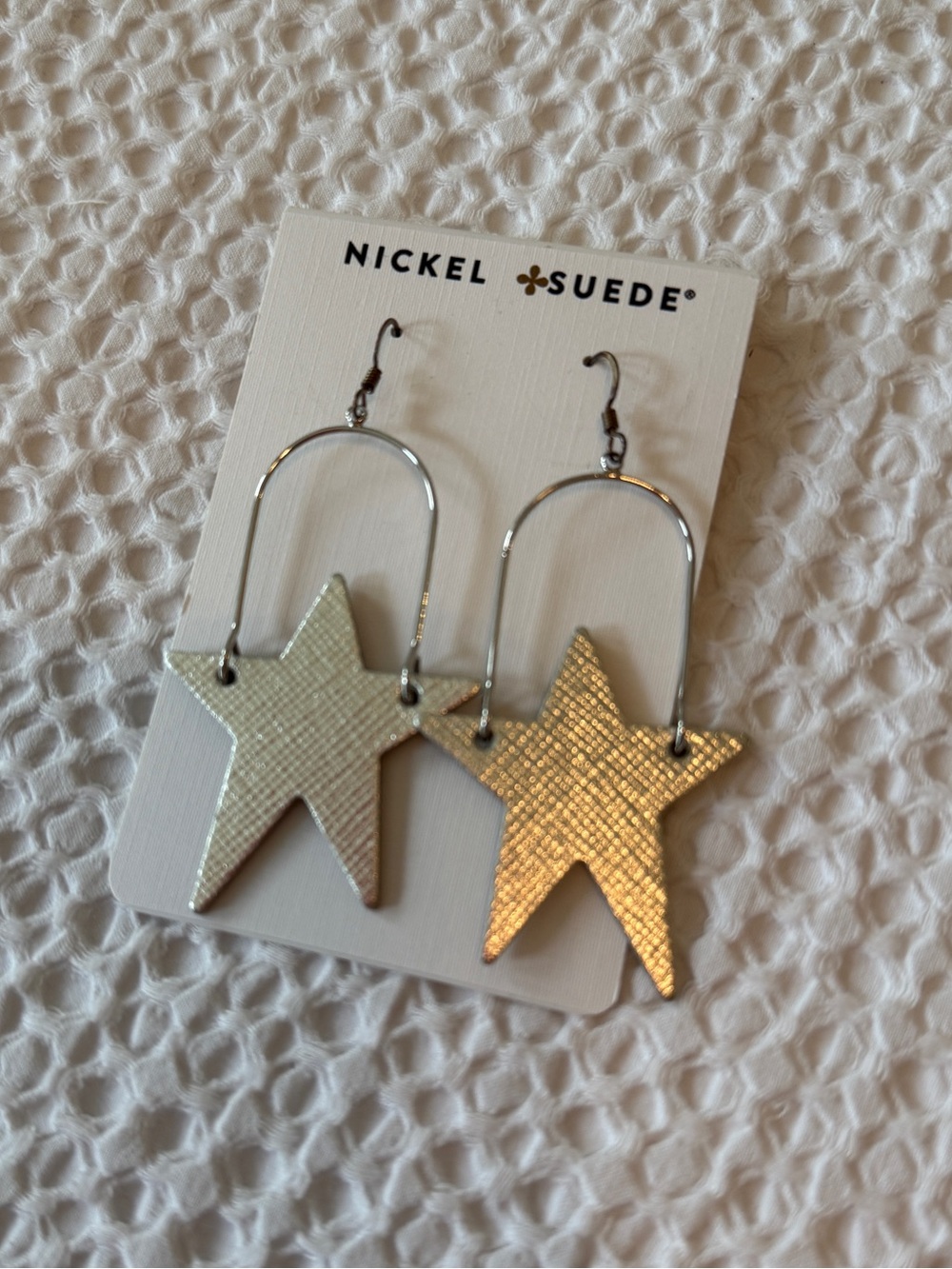 Star Drop Earrings in Metallic Silver